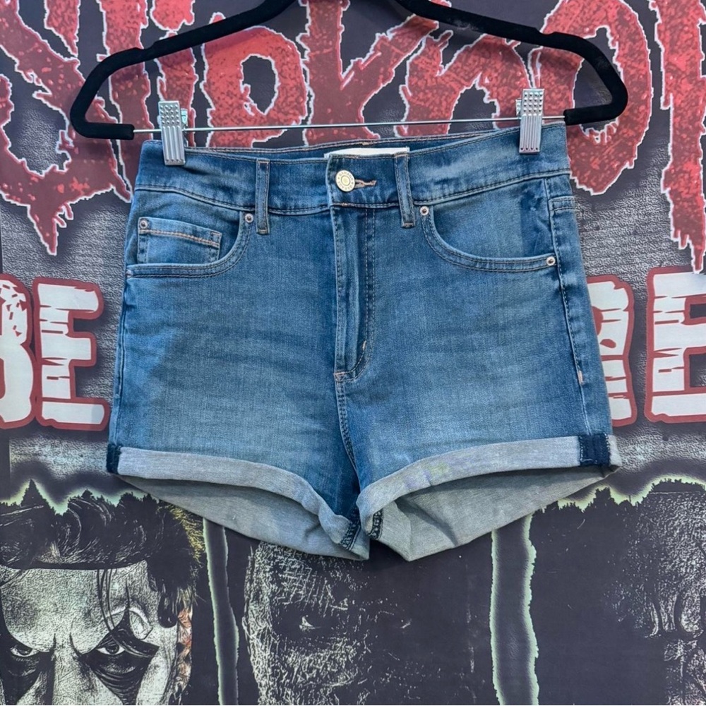Garage Clothing High Waisted Blue Denim Shorts